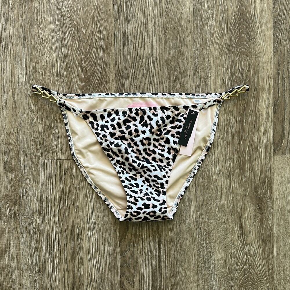 Victoria's Secret Chain Strap Leopard‎ Bikini Bottom Large Brazilian
